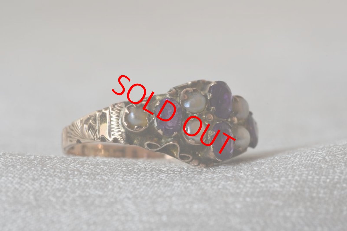 画像4: Sold 9ct.アメシスト パールリング (4)