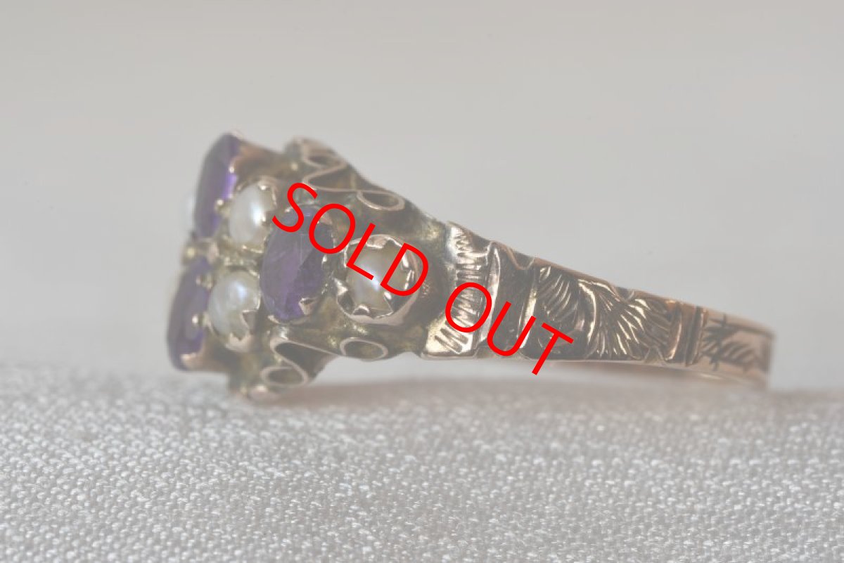 画像2: Sold 9ct.アメシスト パールリング (2)