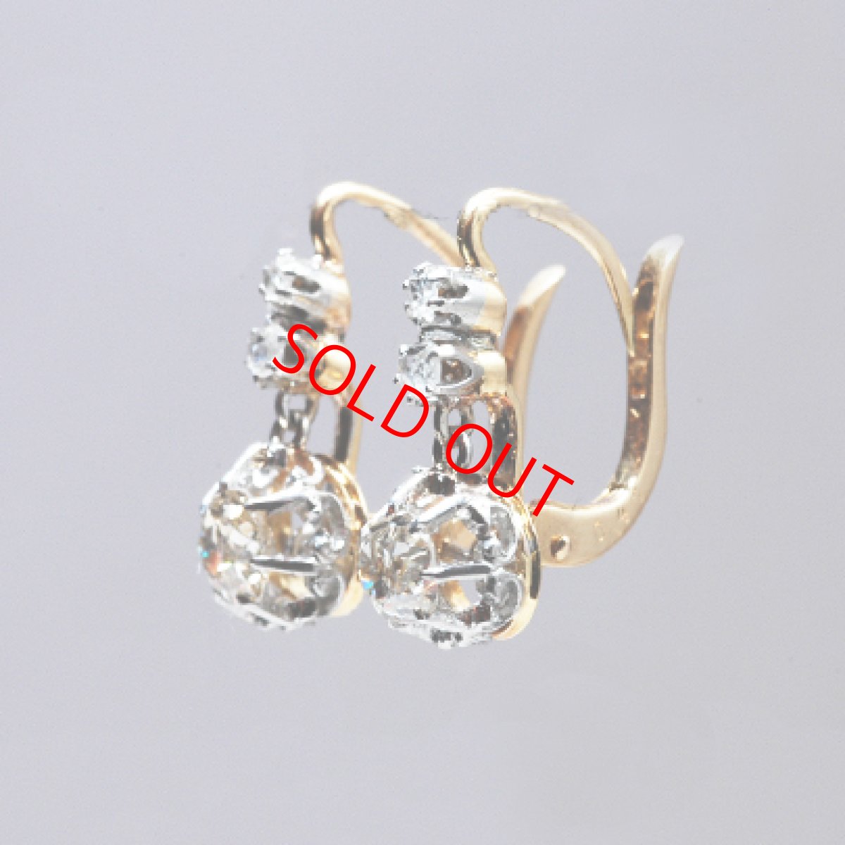 画像2: Sold ゴールド・ダイヤモンドイヤリング (2)