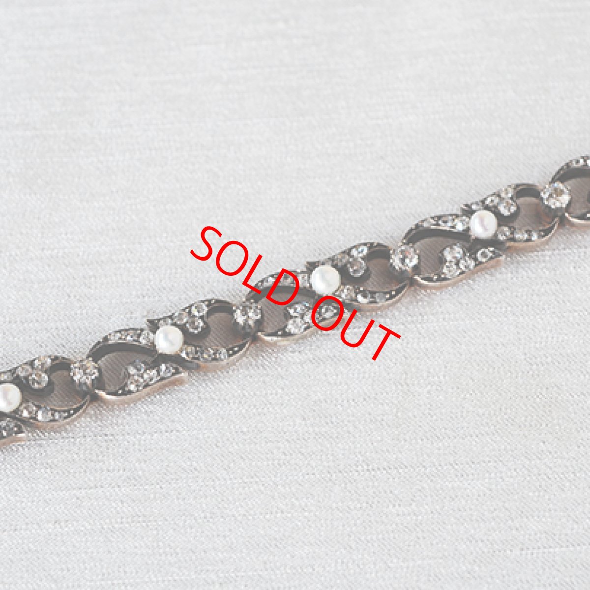 画像2: Sold 14ct・sv・ダイヤモンド・パールブレスレット (2)