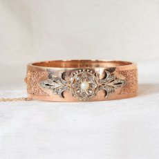 画像1: SOLD　18ct・パール・ダイヤモンドバングル (1)