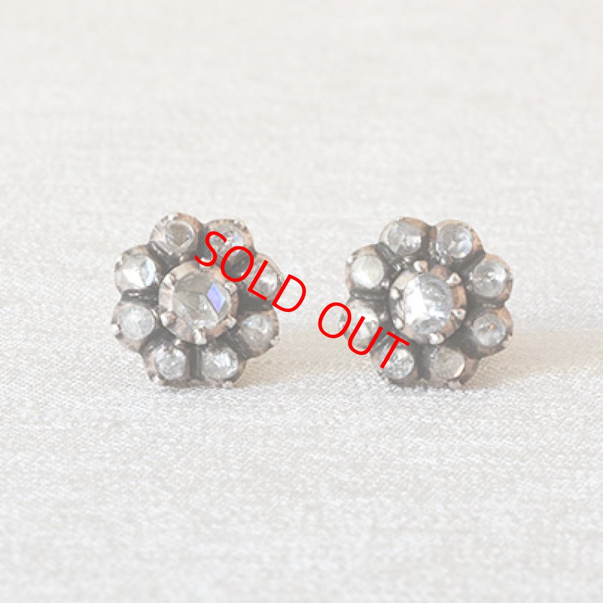 画像1: Sold 14ct・シルバー・ダイヤモンドイヤリング (1)