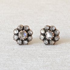 画像1: Sold 14ct・シルバー・ダイヤモンドイヤリング (1)