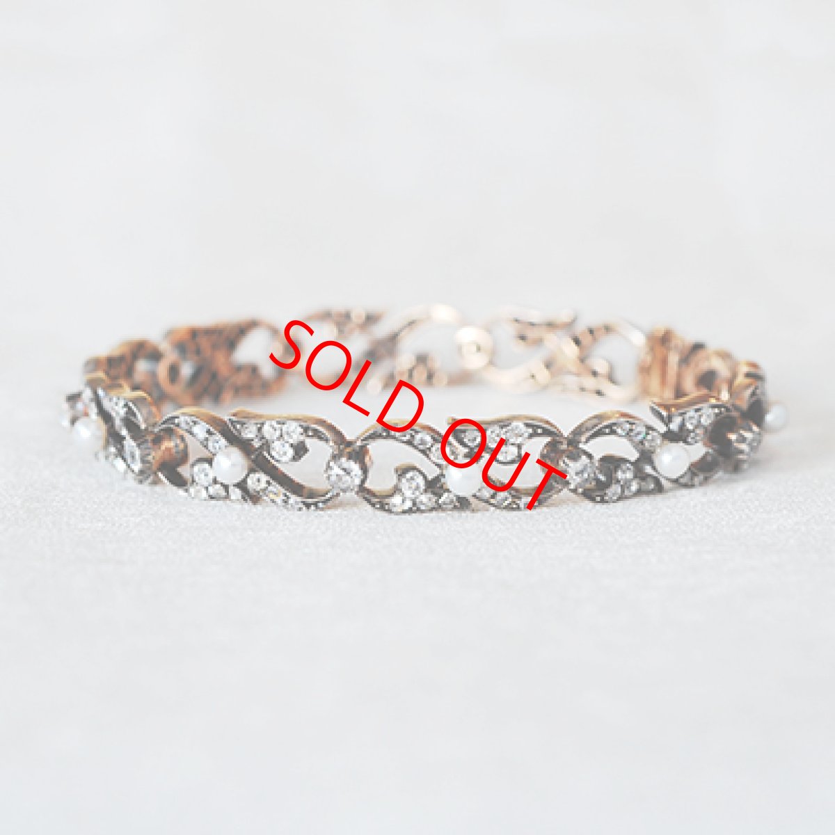 画像1: Sold 14ct・sv・ダイヤモンド・パールブレスレット (1)