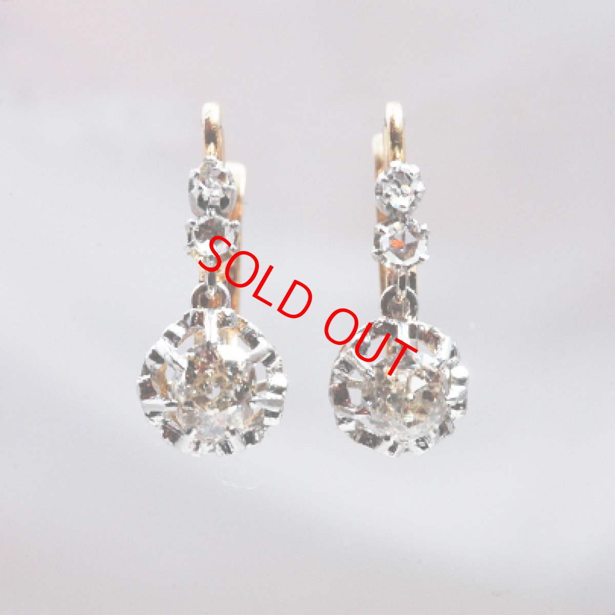 画像1: Sold ゴールド・ダイヤモンドイヤリング (1)