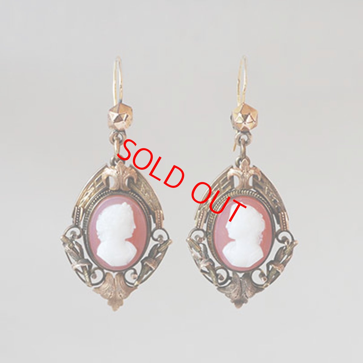 画像1: ゴールド・カメオイヤリング (1)