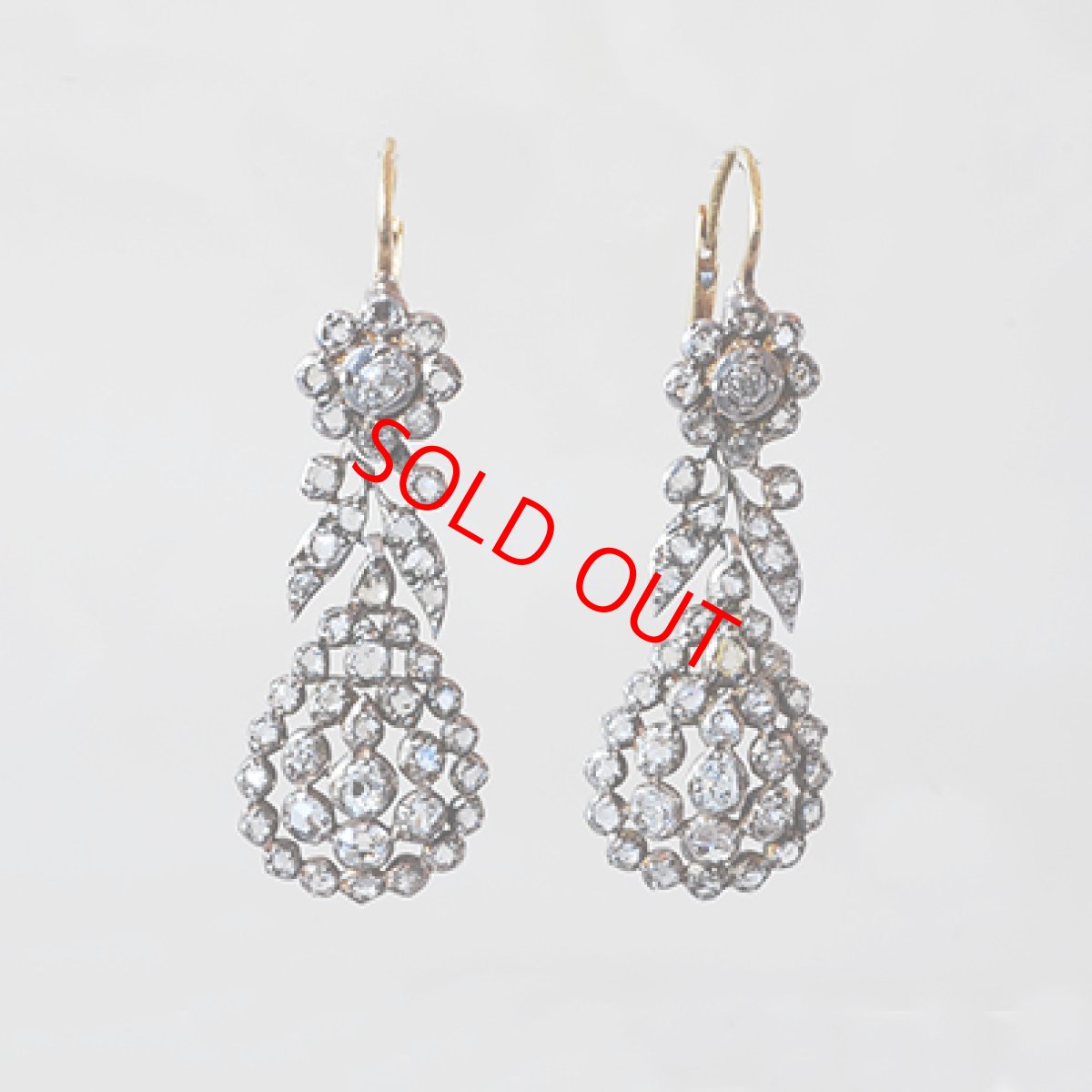 画像1: Sold ゴールド・シルバー・ダイヤモンド・イヤリング (1)