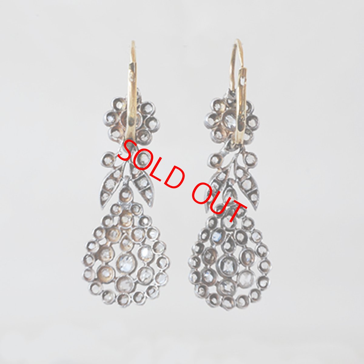 画像2: Sold ゴールド・シルバー・ダイヤモンド・イヤリング (2)