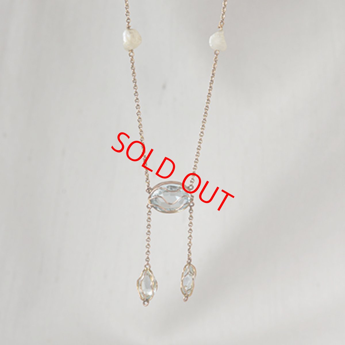 画像1: Sold ゴールド・パール・アクアマリンネックレス (1)