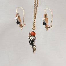 画像4: シルバー・エナメル・パール・コラル・ダイヤペンダント (4)