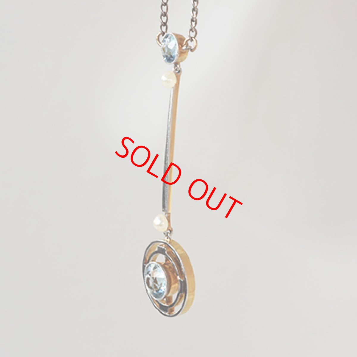 画像2: ゴールド・（プラチナ）アクアマリン ナチュラルパールペンダント (2)