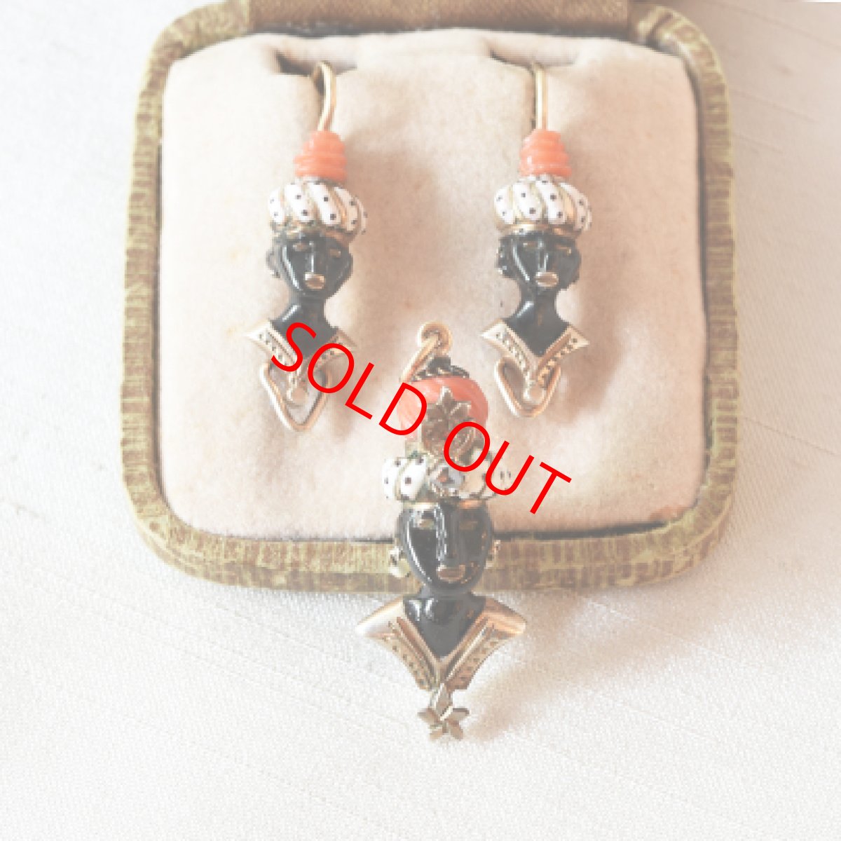 画像5: シルバー・エナメル・パール・コラル・ダイヤペンダント (5)