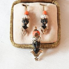 画像5: シルバー・エナメル・パール・コラル・ダイヤペンダント (5)