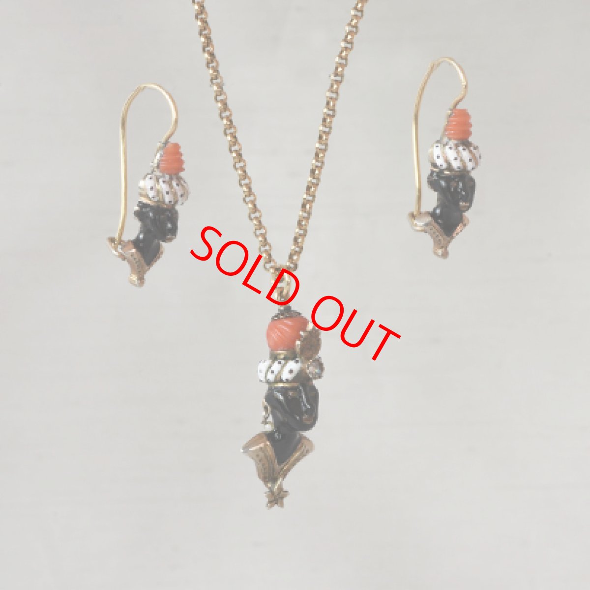 画像2: シルバー・エナメル・パール・コラル・ダイヤペンダント (2)