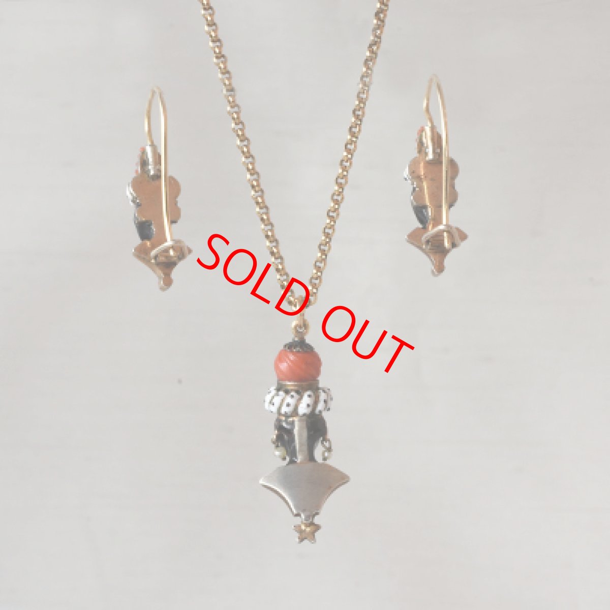 画像3: シルバー・エナメル・パール・コラル・ダイヤペンダント (3)