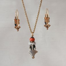 画像3: シルバー・エナメル・パール・コラル・ダイヤペンダント (3)