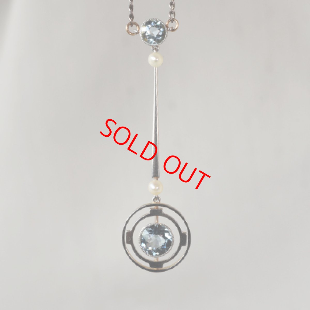 画像1: ゴールド・（プラチナ）アクアマリン ナチュラルパールペンダント (1)