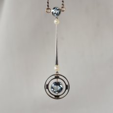 画像1: ゴールド・（プラチナ）アクアマリン ナチュラルパールペンダント (1)