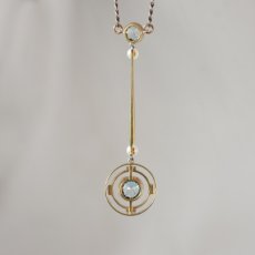 画像3: ゴールド・（プラチナ）アクアマリン ナチュラルパールペンダント (3)