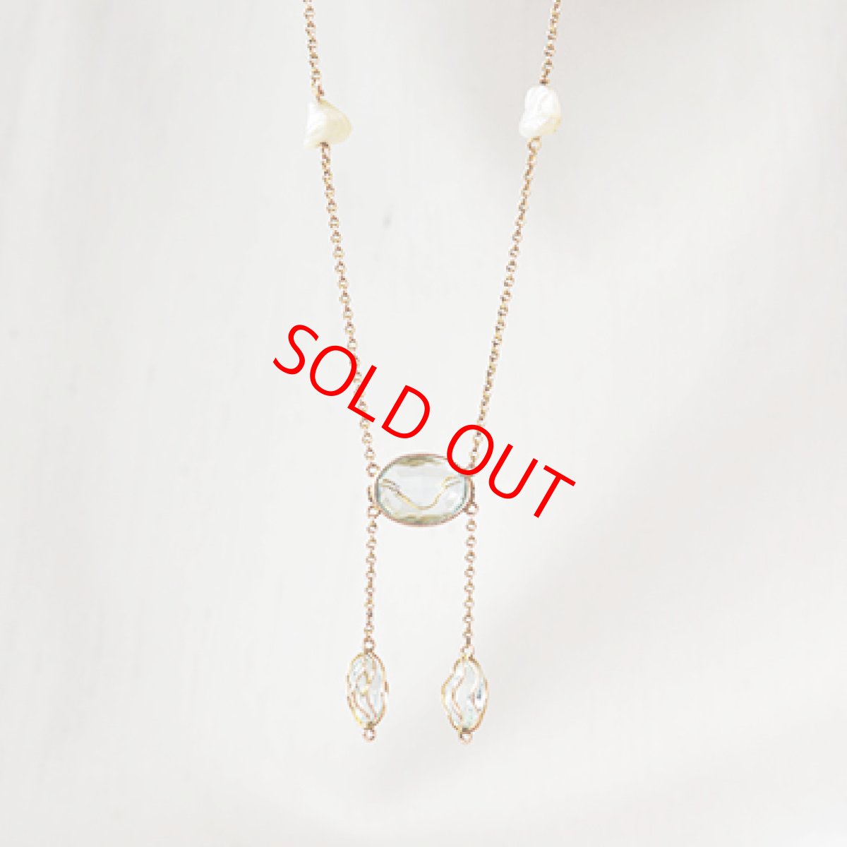 画像2: Sold ゴールド・パール・アクアマリンネックレス (2)