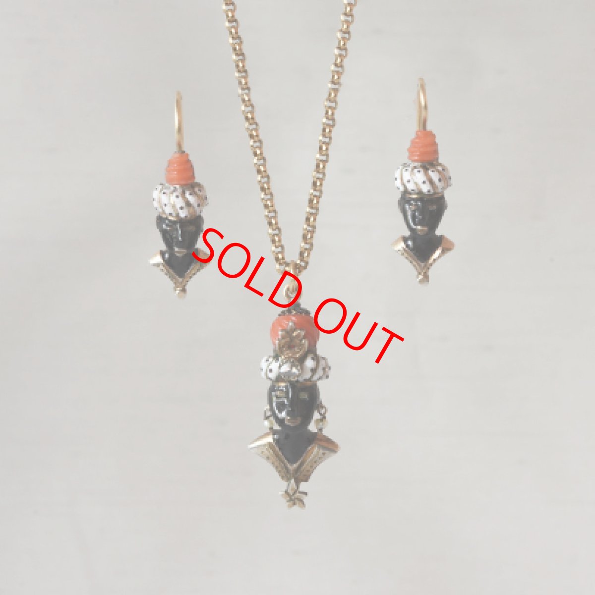 画像1: シルバー・エナメル・パール・コラル・ダイヤペンダント (1)