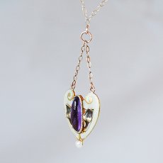 画像2: ゴールド・アメシスト・パール・エナメルペンダント (2)