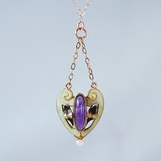 画像1: ゴールド・アメシスト・パール・エナメルペンダント (1)