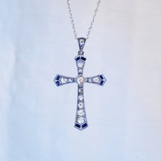 画像1: Sold ゴールド・ダイヤモンド・シセンティックサファイアペンダント (1)