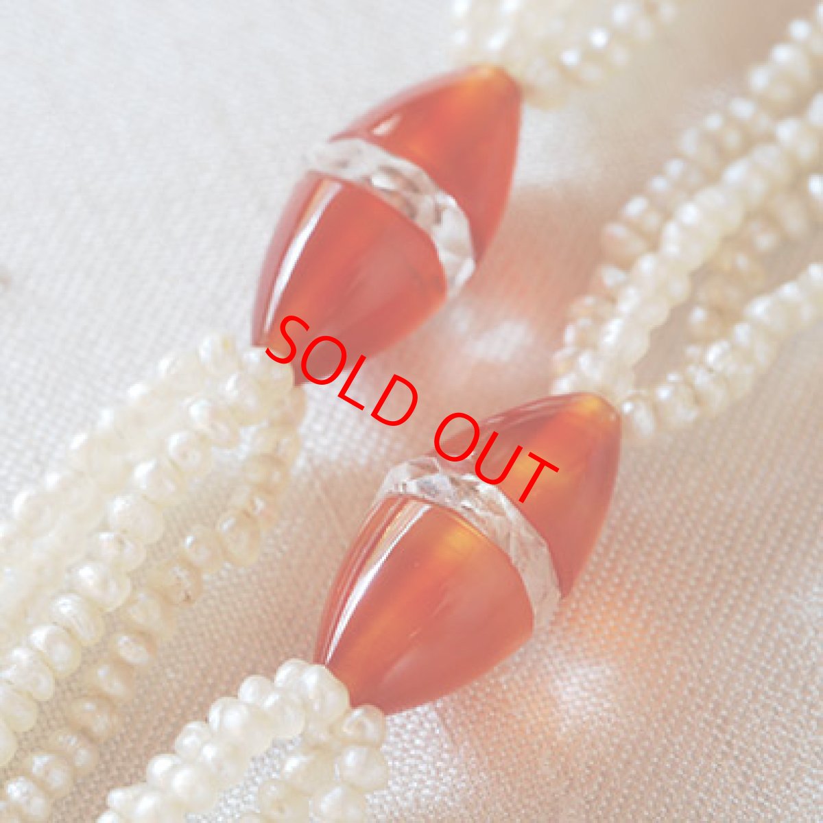 画像2: 18ct.パール・ロッククリスタル・コーネリアンネックレス (2)