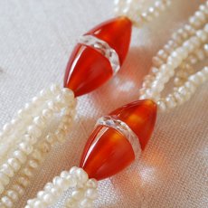 画像2: 18ct.パール・ロッククリスタル・コーネリアンネックレス (2)