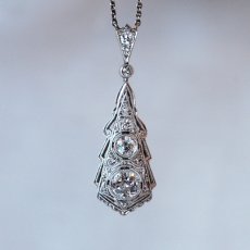 画像1: 14ct・プラチナ・ダイヤモンドペンダント (1)