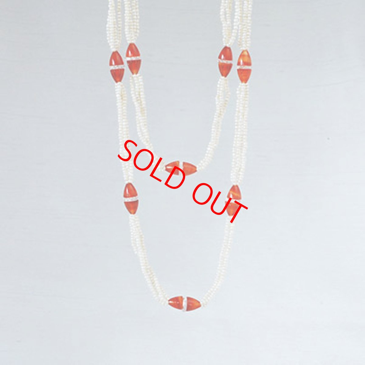 画像1: 18ct.パール・ロッククリスタル・コーネリアンネックレス (1)