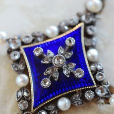 画像3: ゴールド・シルバー・エナメル・パール・ダイヤモンドペンダント (3)