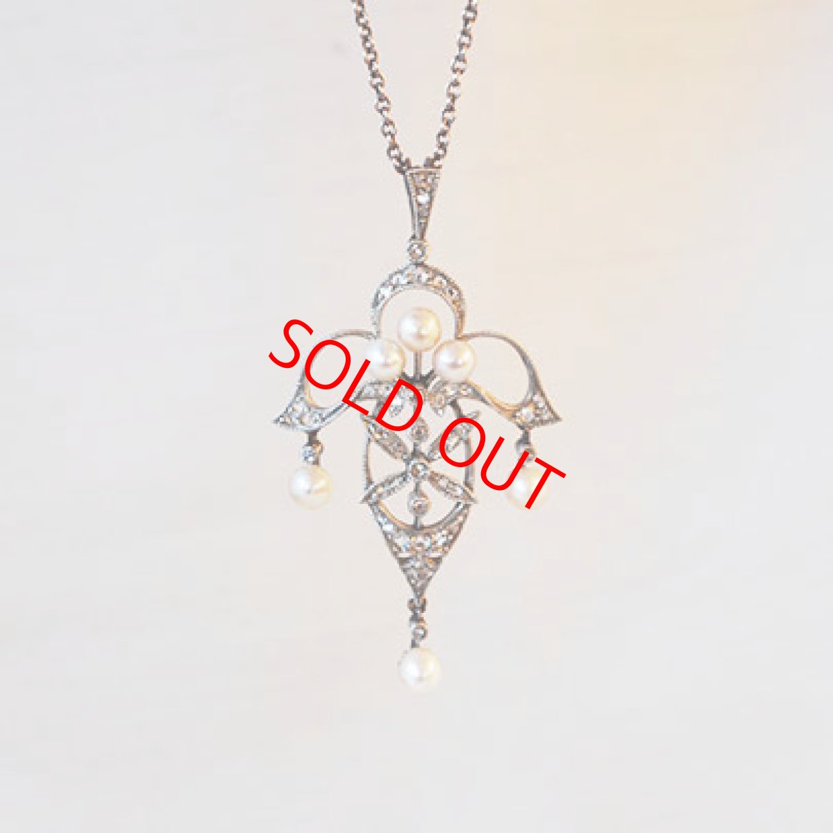 画像1: シルバー・ダイヤモンド・パールネックレス (1)