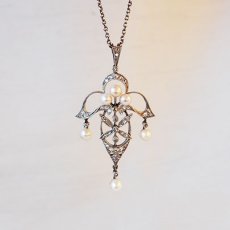 画像1: シルバー・ダイヤモンド・パールネックレス (1)