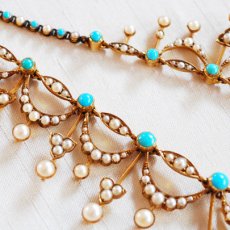 画像3: ゴールド・パール・ターコイズネックレス (3)