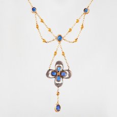 画像2: Sold ゴールド・サファイア・パール・ダイヤモンドペンダント (2)