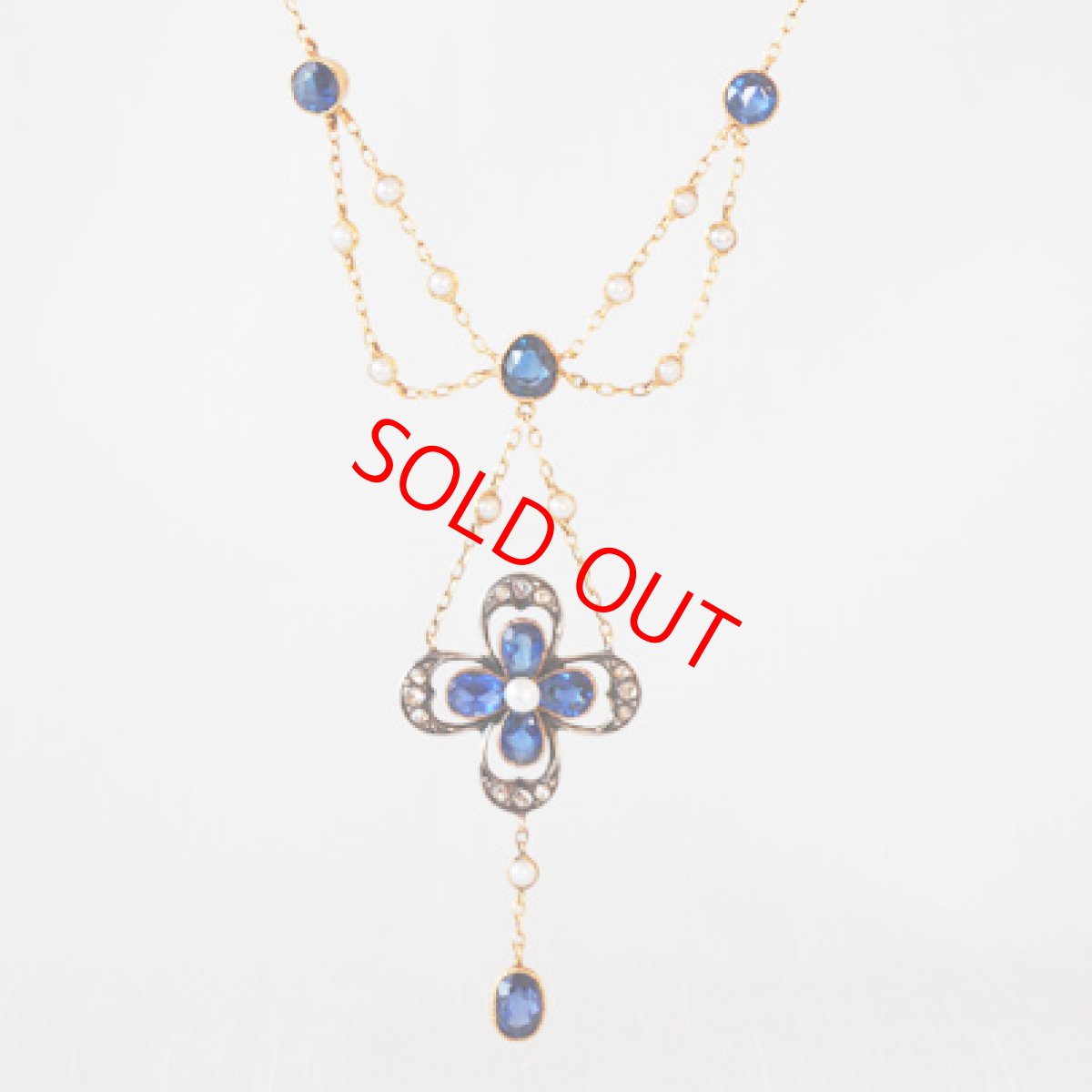 画像1: Sold ゴールド・サファイア・パール・ダイヤモンドペンダント (1)