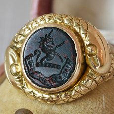 画像5: 15ct.ゴールド・ブラッドストーンインタリオリング  ( RESEVED) (5)