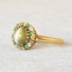 画像2: 18ct.クリソベリルキャッツアイ・デマンドイトガーネット・ダイヤモンドリング (2)