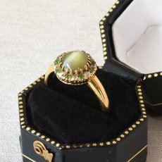 画像5: 18ct.クリソベリルキャッツアイ・デマンドイトガーネット・ダイヤモンドリング (5)