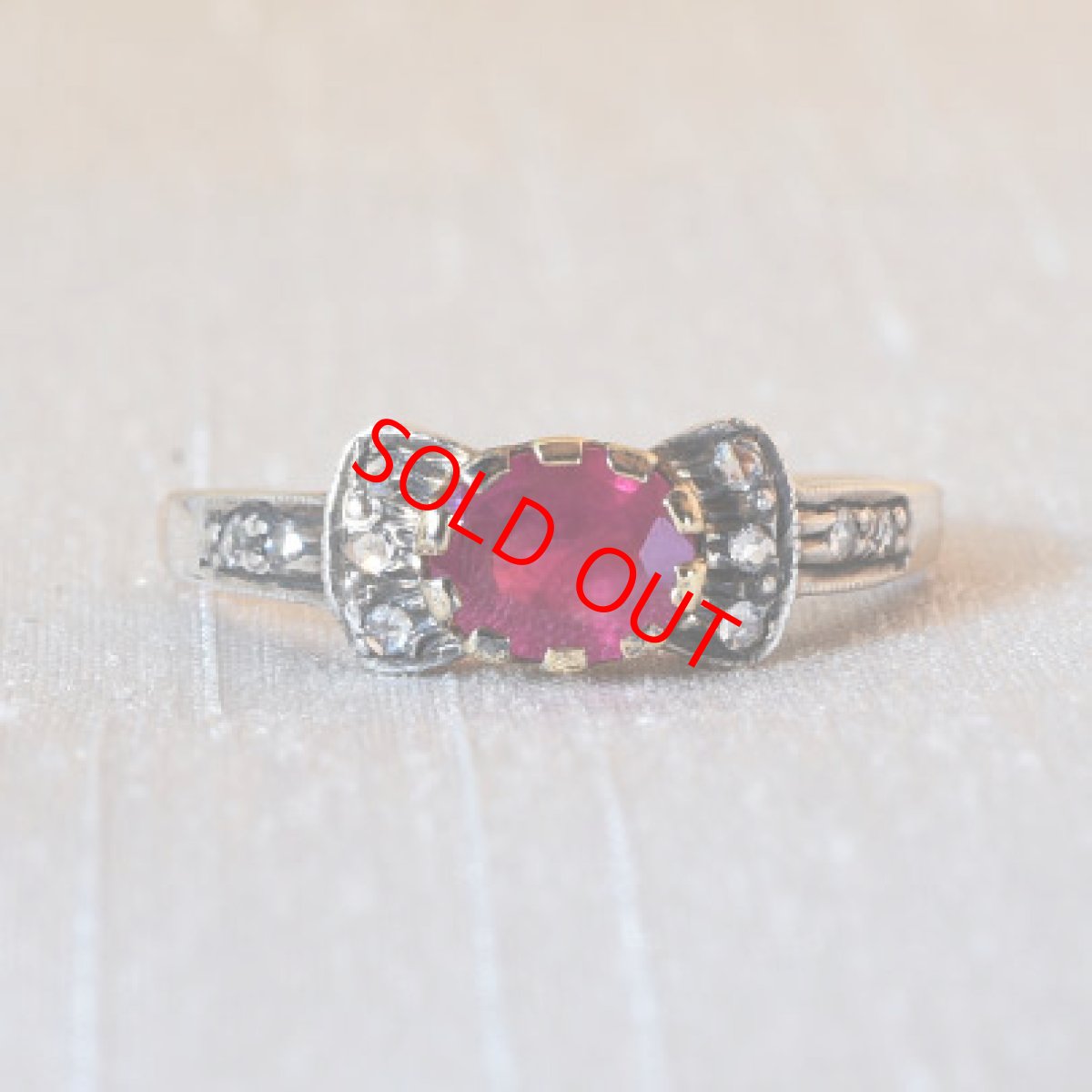 画像1: Sold 18ct.ゴールド・シルバー・ルビー・ダイヤモンドリング (1)