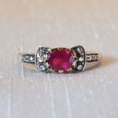画像1: Sold 18ct.ゴールド・シルバー・ルビー・ダイヤモンドリング (1)