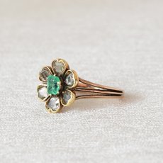 画像2: Soldゴールド・エメラルド・ダイヤモンドリング (2)