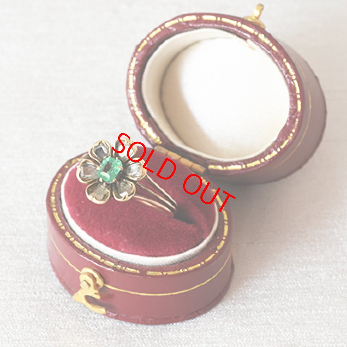 画像4: Soldゴールド・エメラルド・ダイヤモンドリング (4)