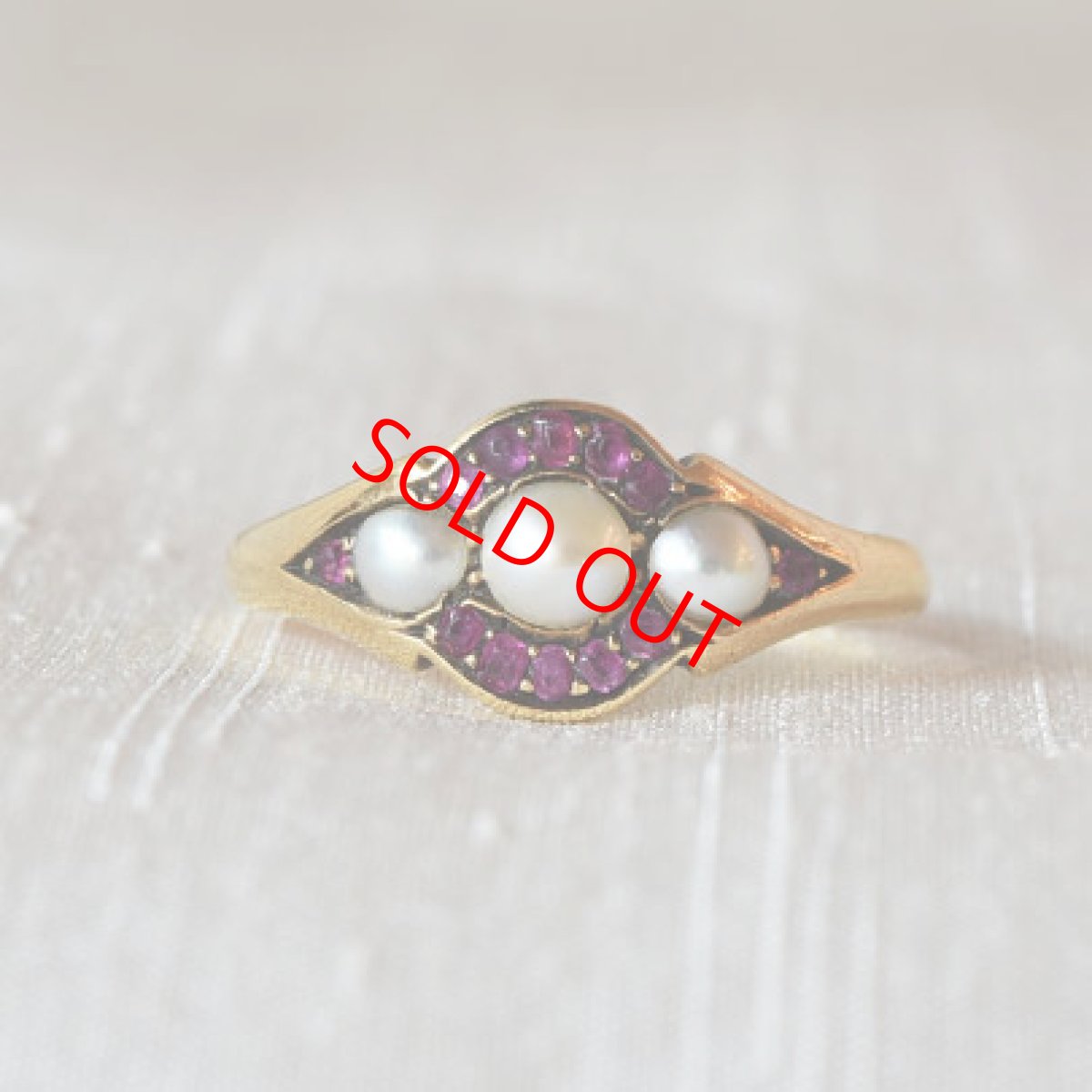 画像1: Sold 18ct・パール・ルビーリング (1)