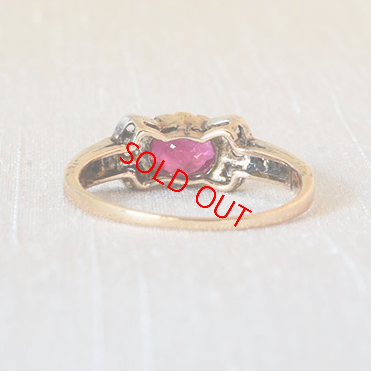 画像4: Sold 18ct.ゴールド・シルバー・ルビー・ダイヤモンドリング (4)
