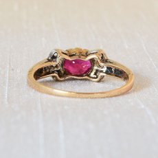 画像4: Sold 18ct.ゴールド・シルバー・ルビー・ダイヤモンドリング (4)