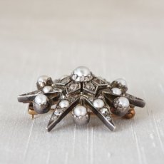 画像2: ゴールド・シルバー・パール・ダイヤモンドブローチ (2)