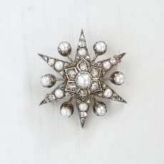画像1: ゴールド・シルバー・パール・ダイヤモンドブローチ (1)